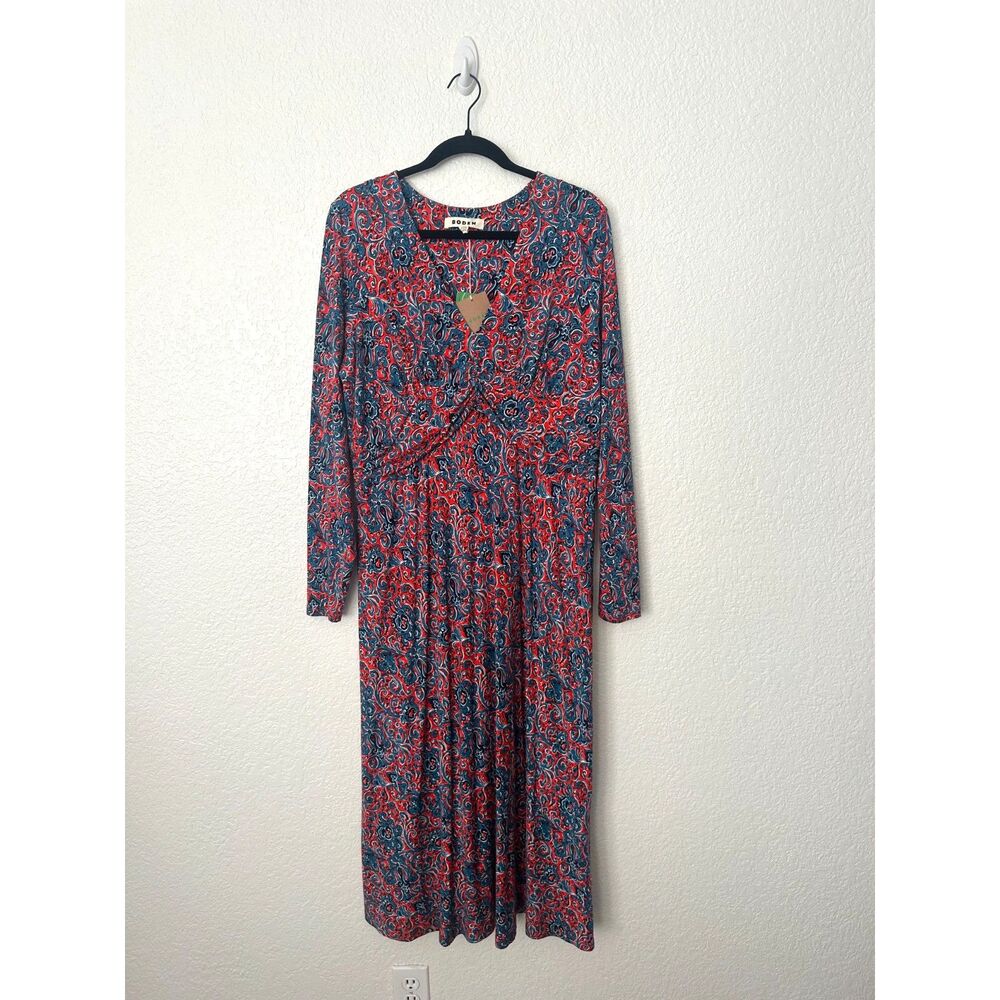 NWT Boden Elodie Empire Midi Dress in Fiesta Orange Size US 16-18R - Picture 3 of 8